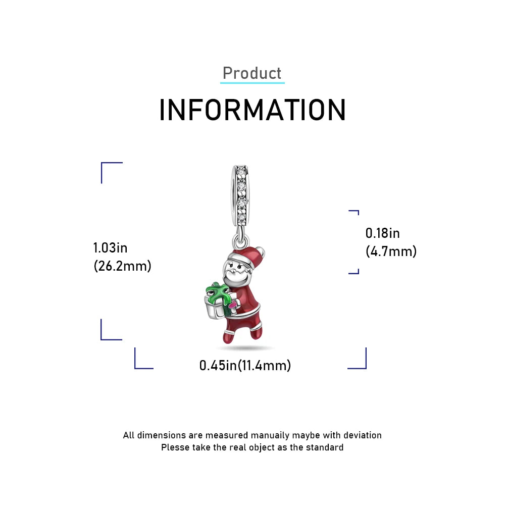 Santa Claus Christmas Snowman Silver Pendant for Women | Fits Original DIY Bracelets | Holiday Love Gift Jewelry