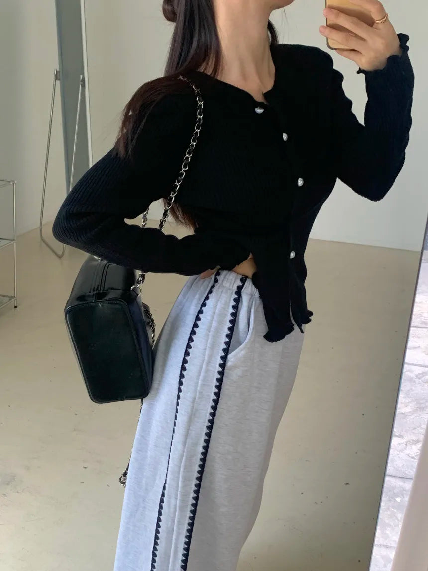 Chic Autumn Winter Loose Casual Pants – Color Block Side Stripe Floral Women Sweatpants Long Trousers