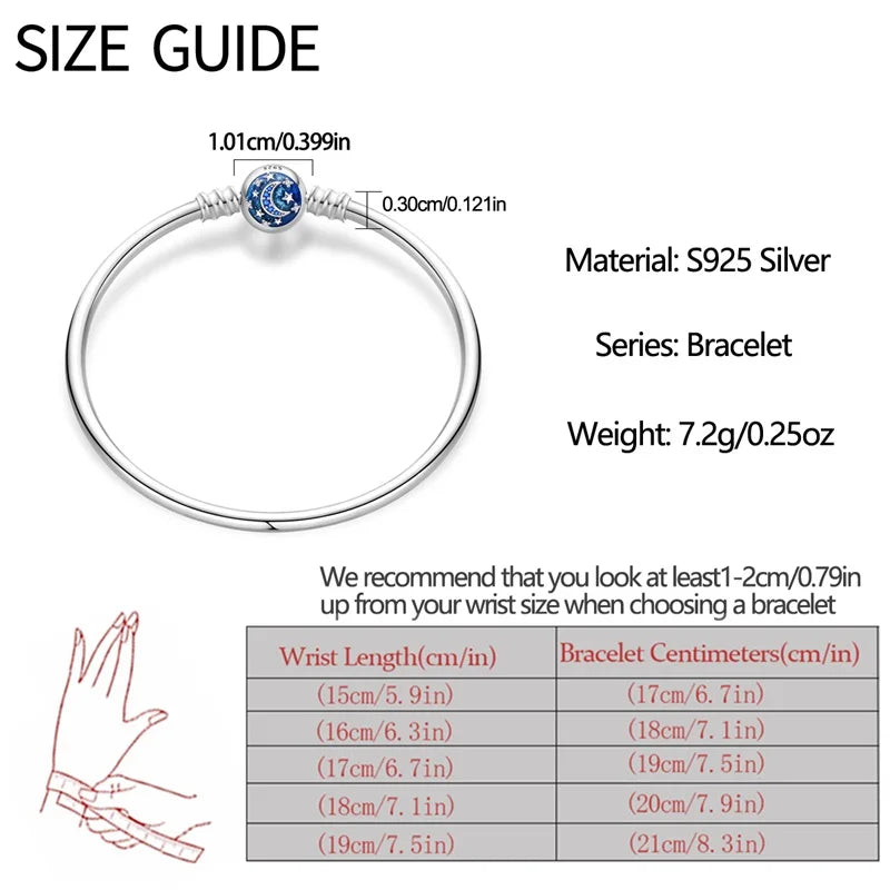 925 Sterling Silver Rainbow Leather Braided Bracelet | Eternal Love Stars & Moon Charm – DIY Women’s Beaded Jewelry Gift