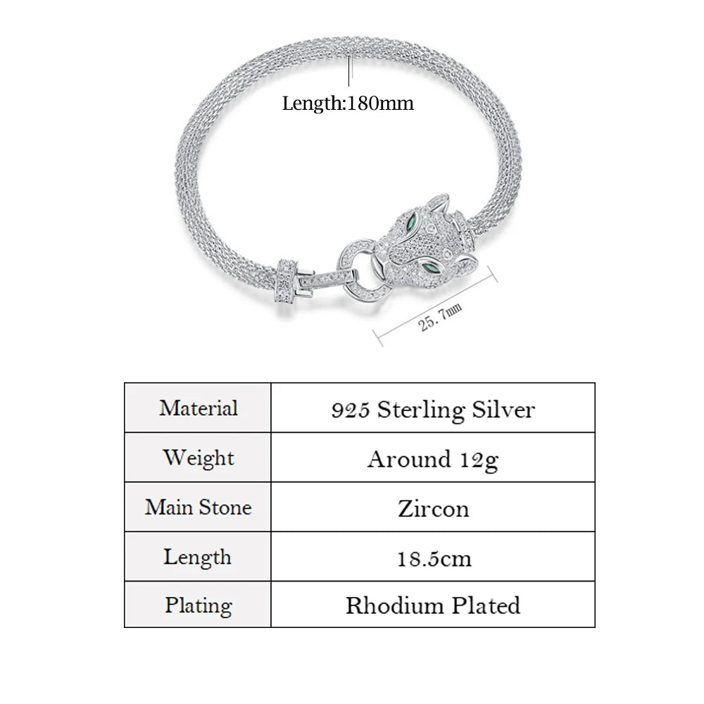 ALLNOEL 925 Sterling Silver Animal Hip Hop Bracelet | Women’s Shining Cubic Zirconia Fashion Jewelry Gift