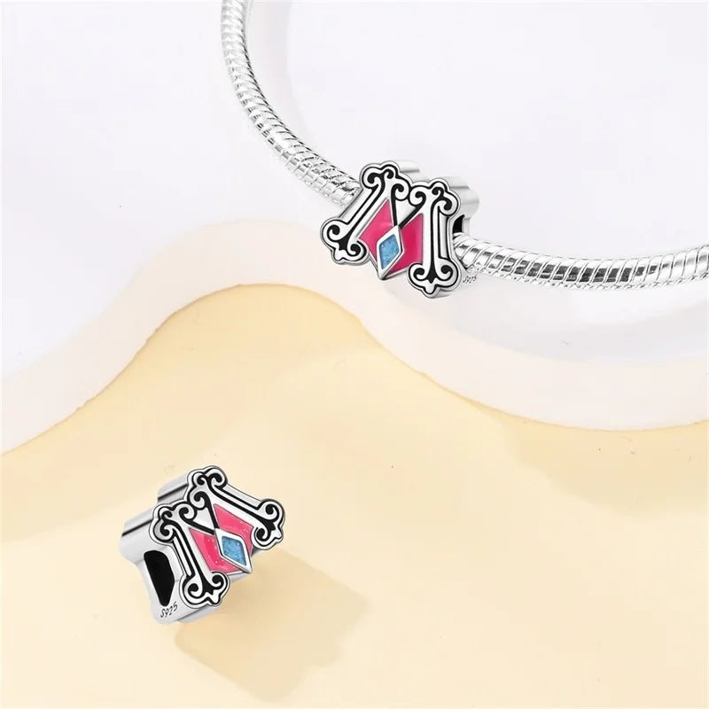 925 Sterling Silver Romantic Princess Charm Beads – Pink Dress, Lipstick & Dancing Shoes Fit 3MM Bracelet