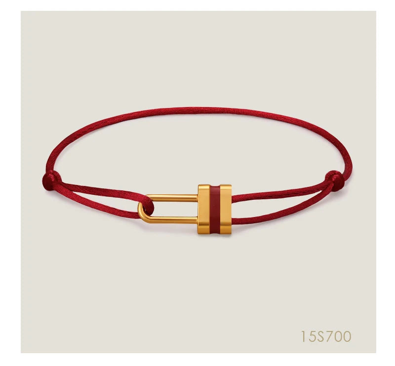 MOONLIGHT Adjustable Silk Rope Lock Charm Bracelet | Unisex Fashion Friendship Jewelry Gift for Women & Men