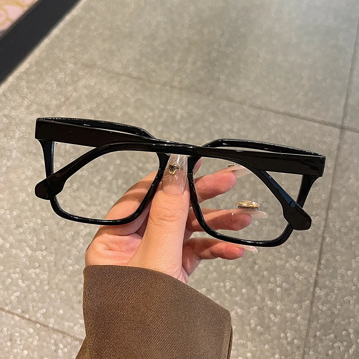 1Pc Large Frame Maillard Color Glasses – Simple Stylish Exaggerated Versatile Lightweight Eyewear