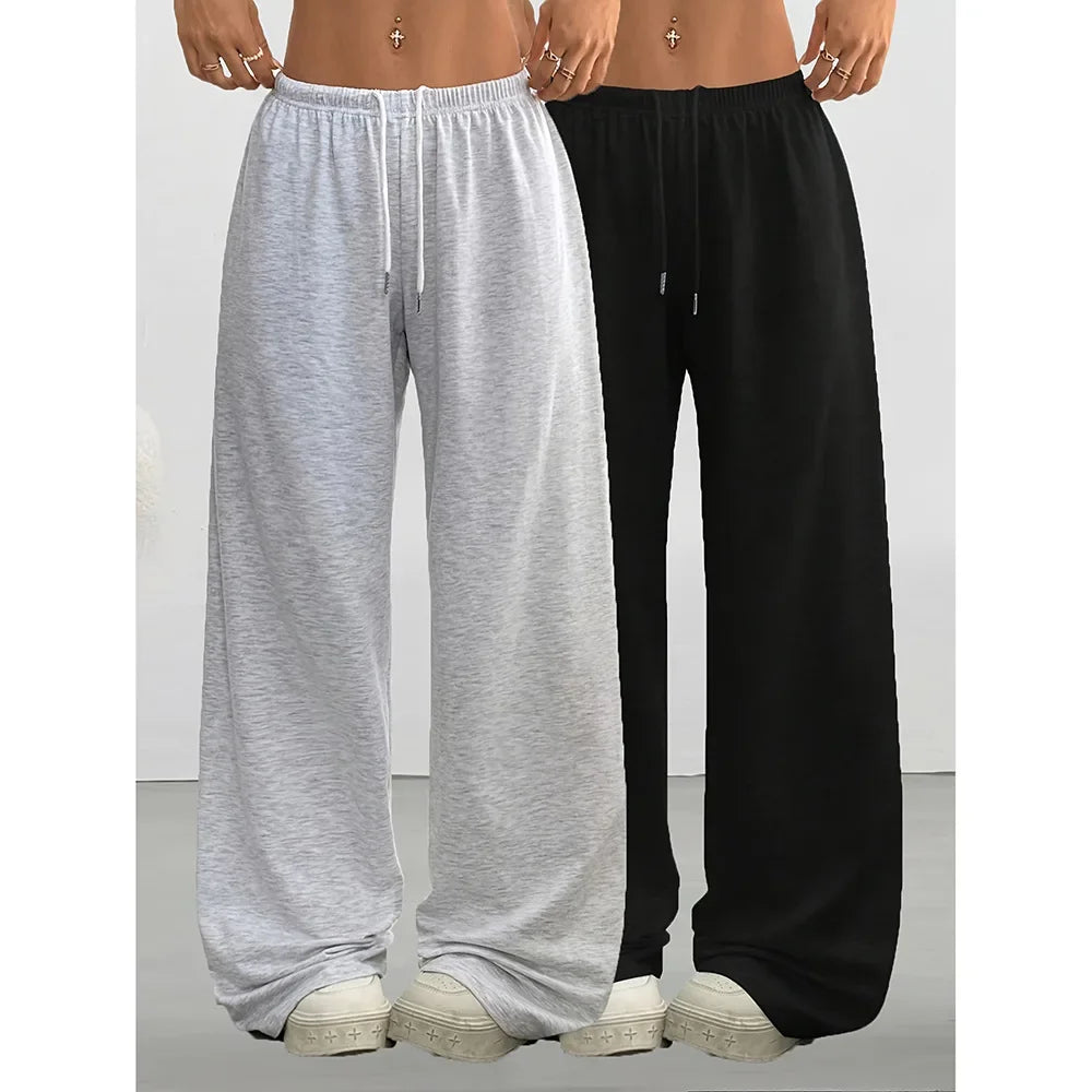 Loose Drapey Sporty Casual Pants for Women – Wide Leg Long Trousers with Drawstring Elastic Waist 👖✨