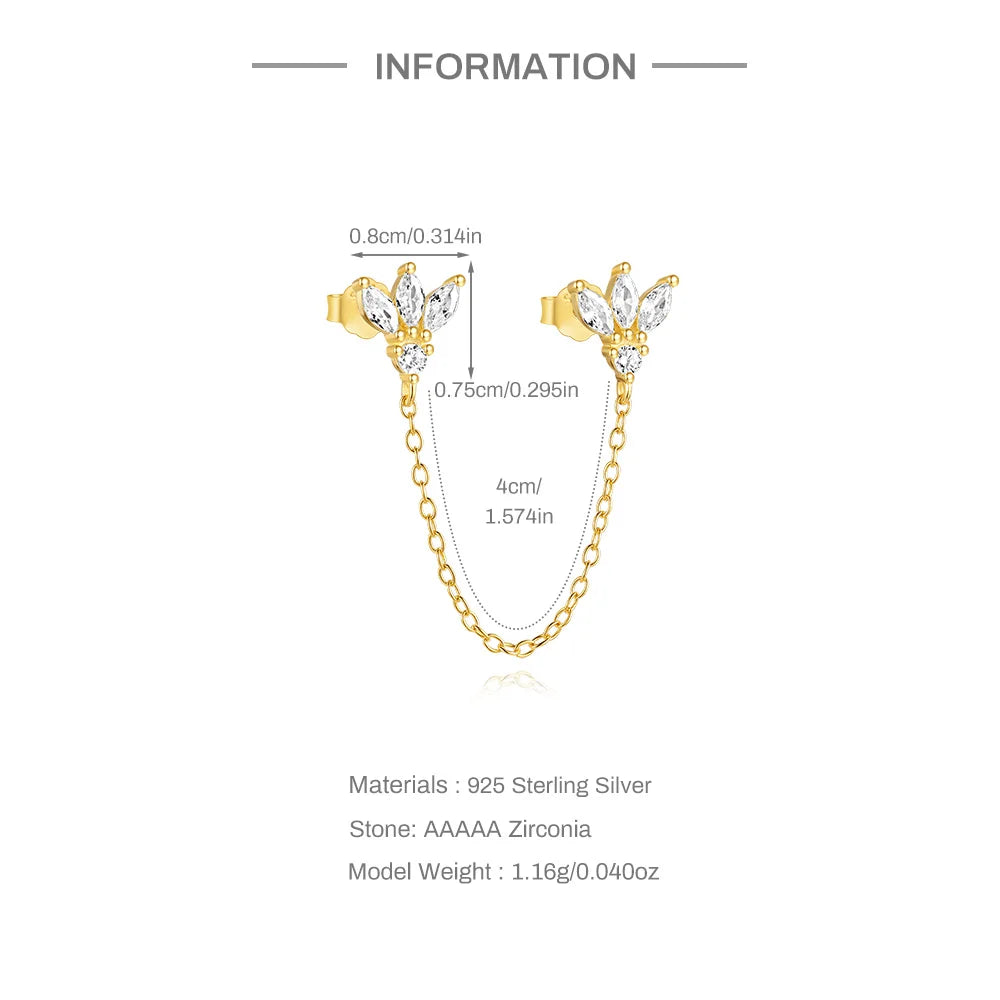 CANNER 925 Sterling Silver Horse Eye Tassel Zircon Drop Earrings – Minimalist Geometric Jewelry for Women