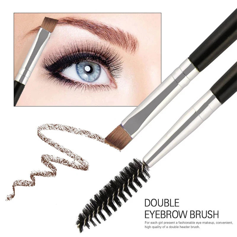 1pcs Eye Makeup Tool Dual Head Design Eyelash Brush Angled Eyebrow Brush Eyebrow Contour Brush Professional Beauty Tools