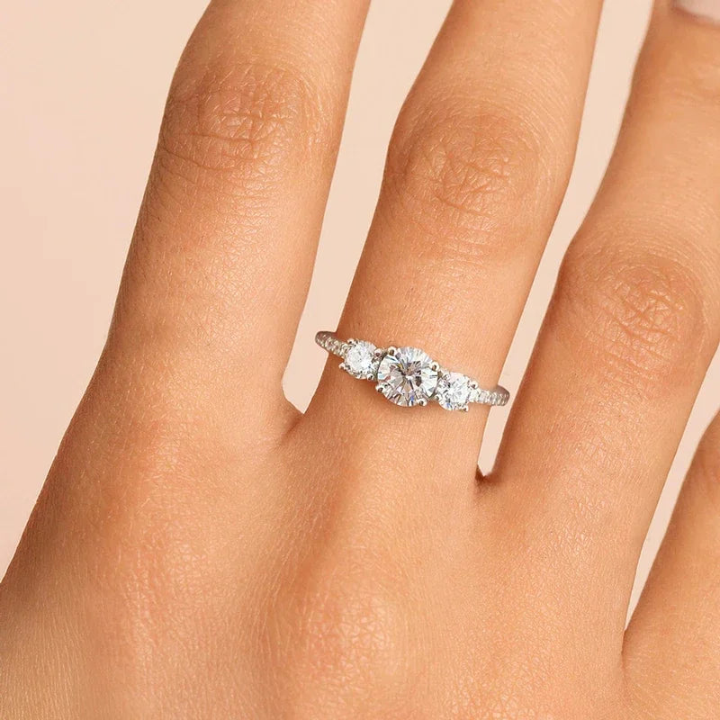 925 Sterling Silver Classic 0.5ct Zircon Round Ring | Women’s Luxury Engagement, Wedding & Anniversary Jewelry