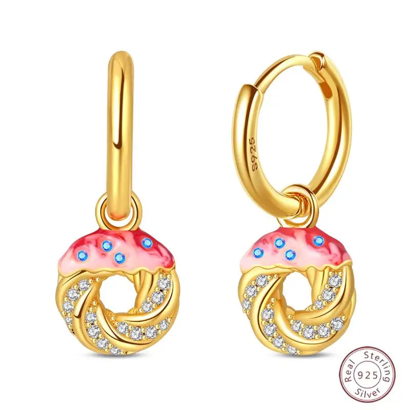 New Original 925 Sterling Silver Sweetheart Bow & Crab Ocean Earrings | Donut Zircon Round Design Women’s Fine Jewelry