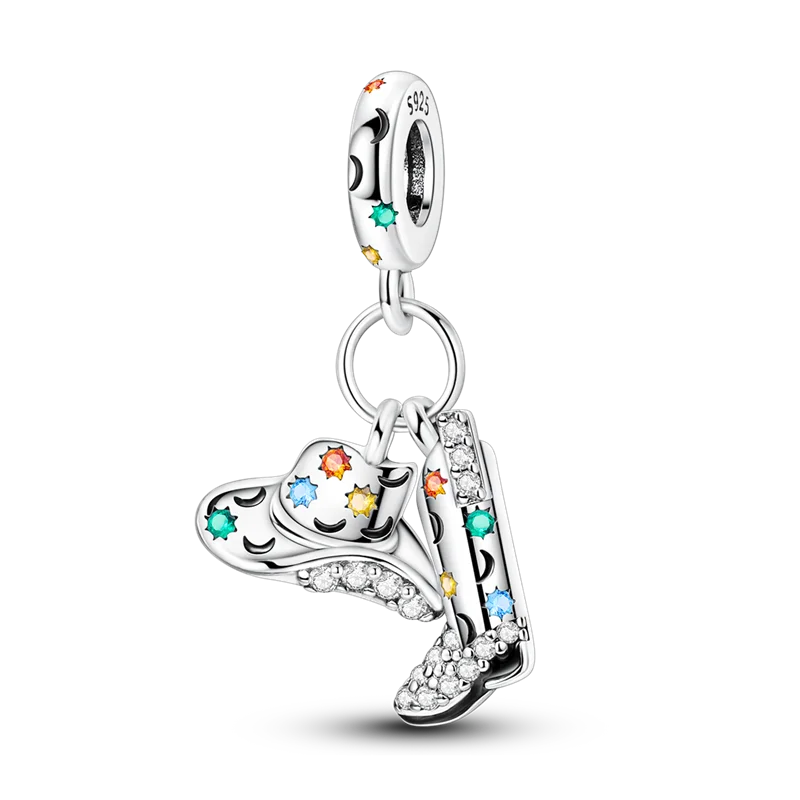 925 Sterling Silver Colorful CZ Zircon Dangle Charm | 2025 New Fashion Bead | Fits Pandora Bracelet | DIY Jewelry Gift