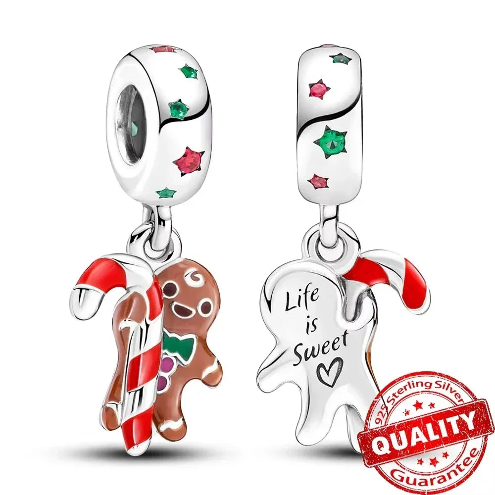 Christmas 925 Sterling Silver Charms | Santa Claus Reindeer Snowman Tree Beads Fit Original Bracelet