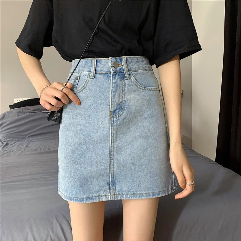Women’s High Waist A-Line Denim Skirt | Slimming Bodycon Short Skirt Korean Style 2025