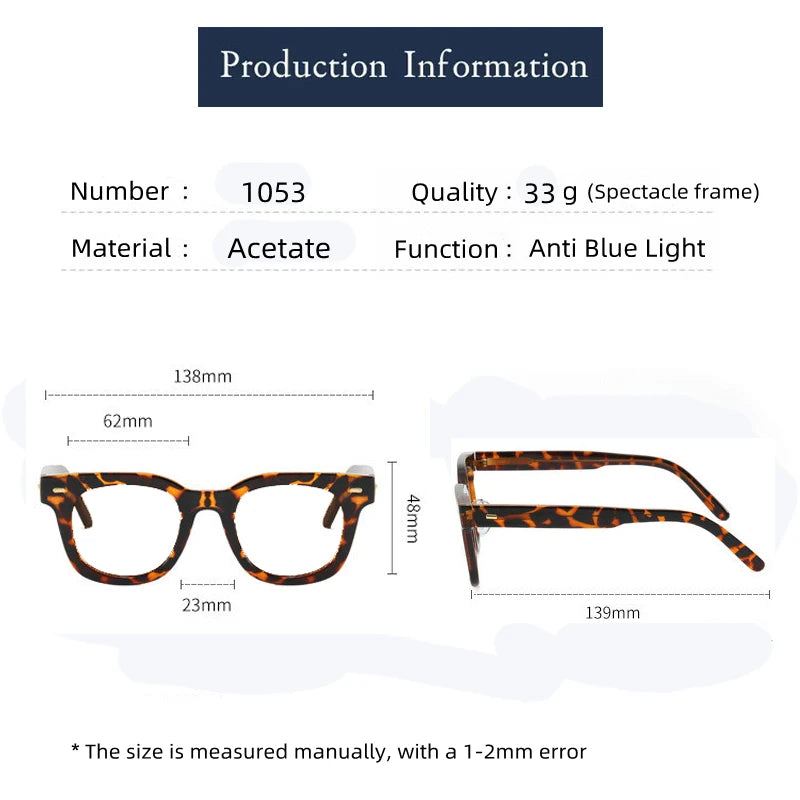 Retro Personalized Thick Acetate Round Reading Glasses – Men Women Optical Prescription Custom Presbyopia Eyeglasses