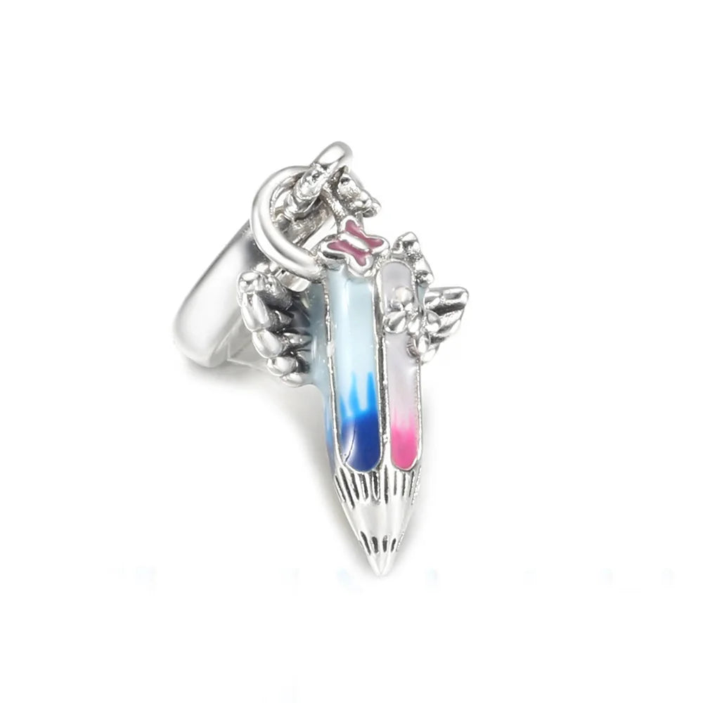 925 Sterling Silver Blue Planet & Dolphin Galaxy Dangle Charm | Women’s Bracelet DIY Jewelry