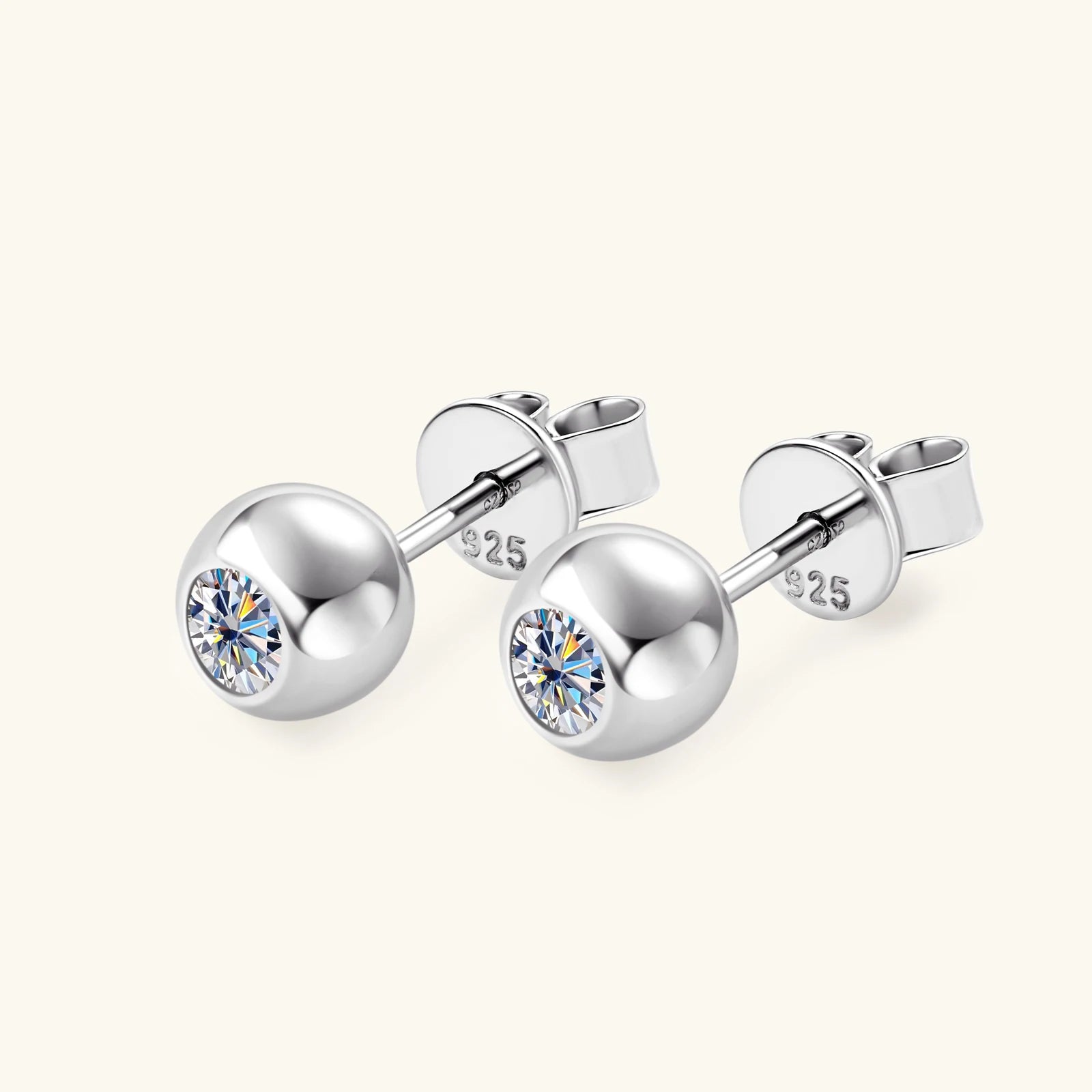 0.2ct Moissanite Bubble Stud Earrings – 925 Sterling Silver 18K Yellow Gold Plated Unisex Jewelry