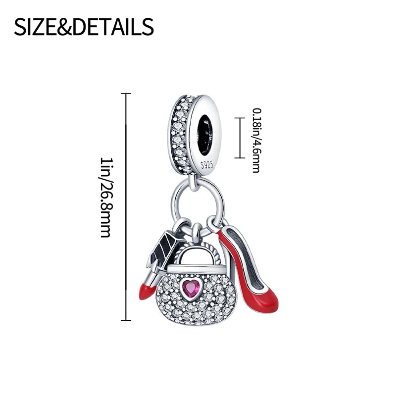 925 Sterling Silver Western Cowboy Boots Charm Bead | Hobby Series Pendant for Bracelet DIY Jewelry Gift