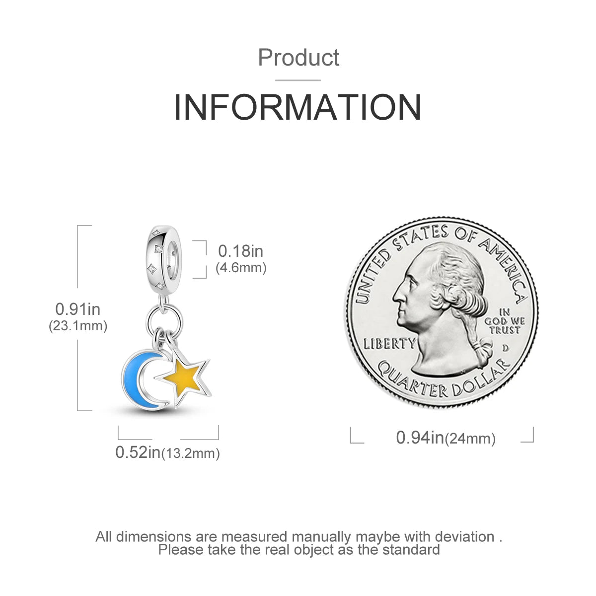 Silver Plated Colorful Glowing Moon & Stars Rainbow Dangle Charms | Fit Original Bracelet & Necklace | Women’s Jewelry Beads