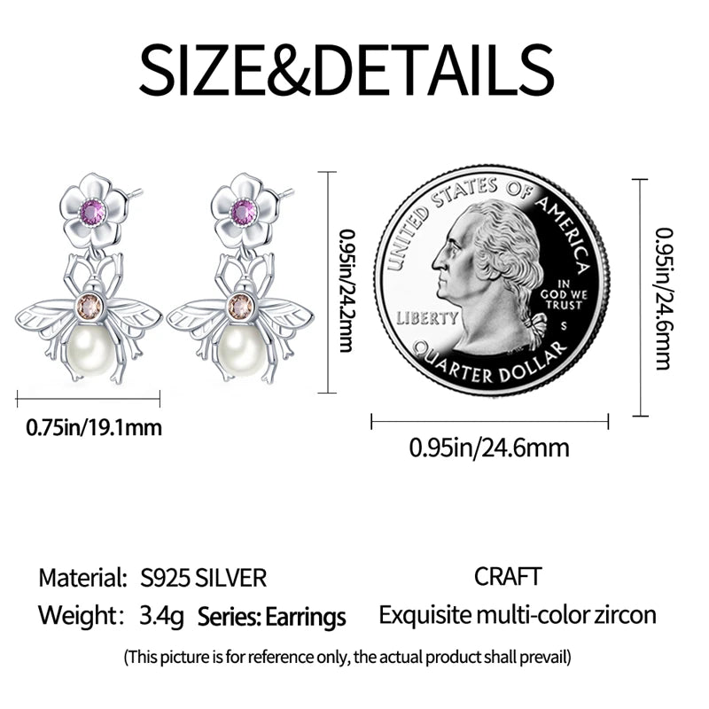 Orstarry 925 Sterling Silver Pink Sweet Bow Drop Earrings | Women’s Original Jewelry Party & Anniversary Gift