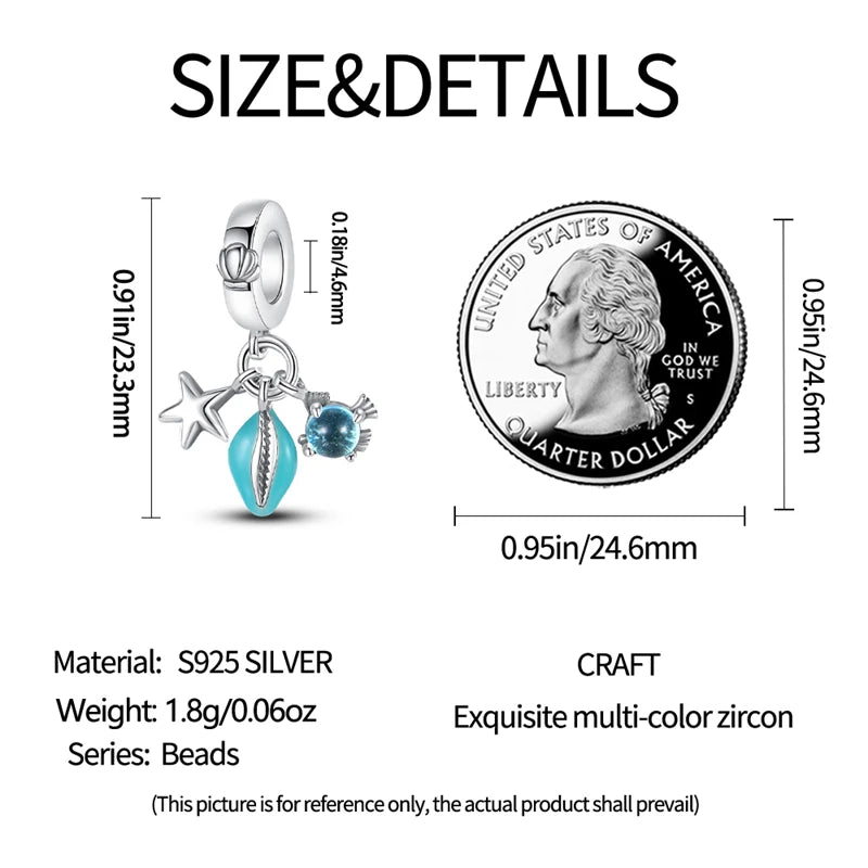 925 Sterling Silver Luminous Ocean Crab Shell Charm | Fit Original Bracelet DIY Birthday Jewelry Gift for Women