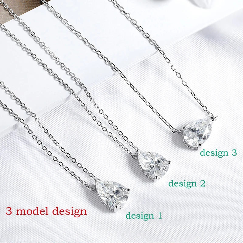 Smyoue 1-4CT Pear Cut Moissanite Pendant Necklace – 925 Silver Lab Diamond Chain for Women