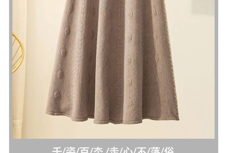 High Waist Knitted Midi Skirt – Women’s Sweater Matching Large Flounce A-Line Umbrella Skirt | Spring, Autumn & Winter