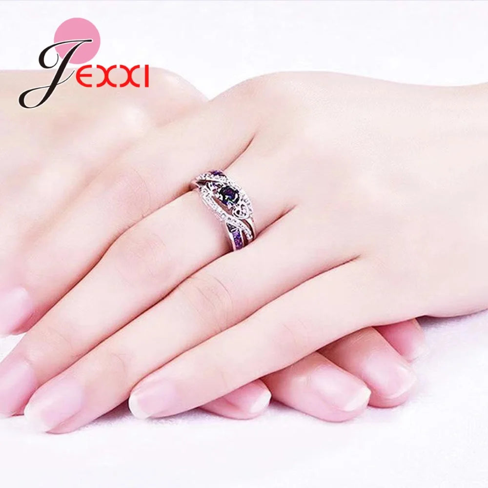 Big Promotion 925 Sterling Silver Colorful CZ Rings for Women – Sizes 6 to 13 Fashion Jewelry Party Gift