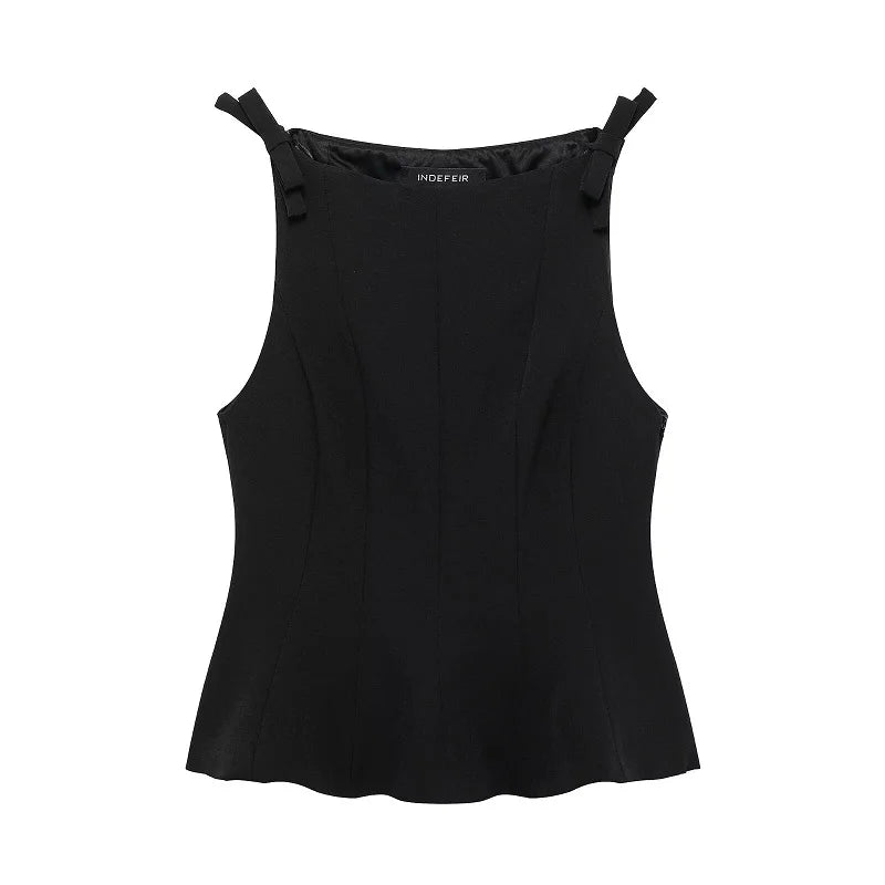 MUJER White & Black Sleeveless Tops | Women’s Off-Shoulder & Pleated Casual Tank 2025