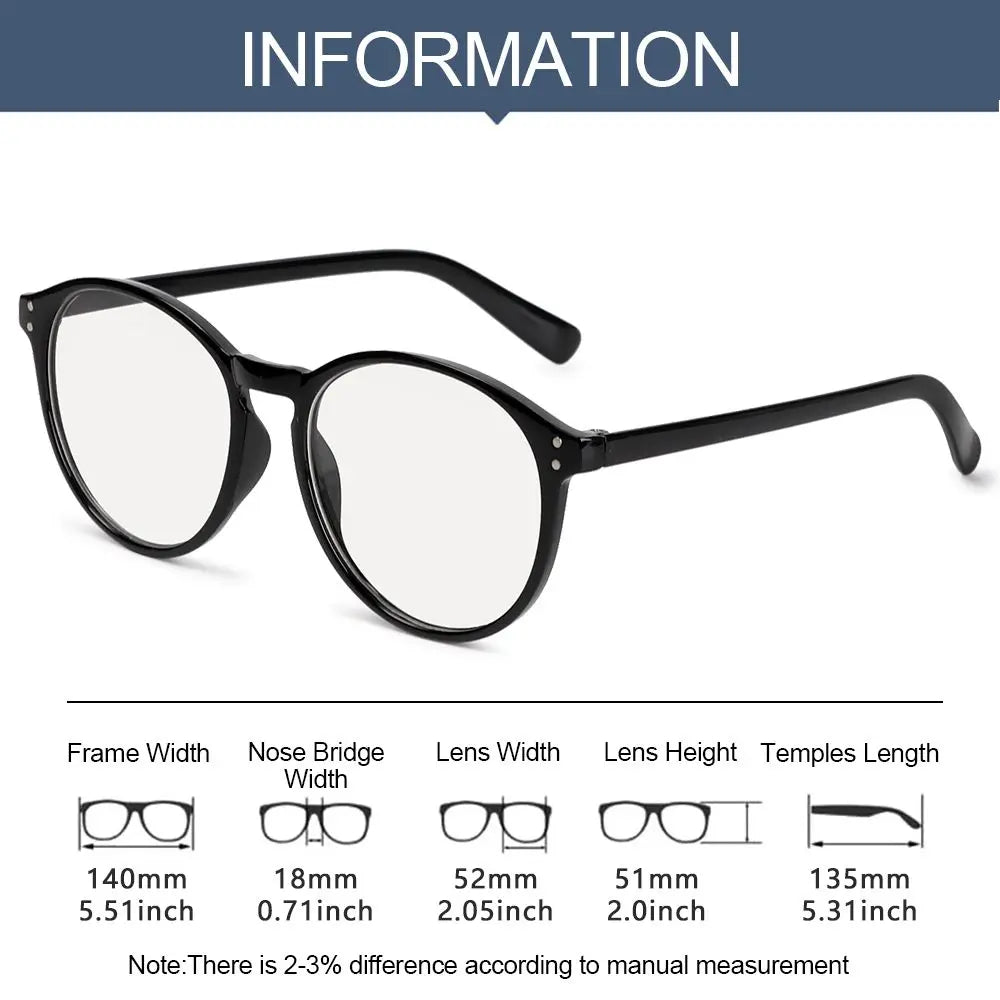 Vintage Round Anti Blue Light Myopia Glasses – Women & Men Nearsighted Reading Eyeglasses | Minus Diopter Spectacles