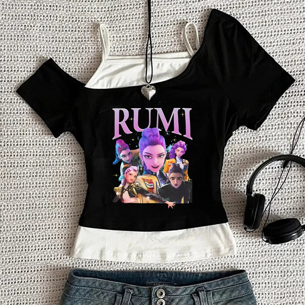 Y2K KPop Demon Hunters Graphic Sleeveless Tank | Casual Harajuku Streetwear | Japanese Rock Punk Camis