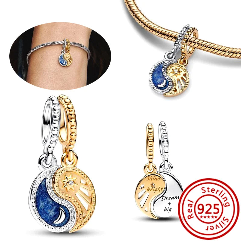 New 925 Sterling Silver Forever Always Love Murano Glass Beads | Sparkling Lucky Charms for Original Pantaro Bracelets DIY Jewelry