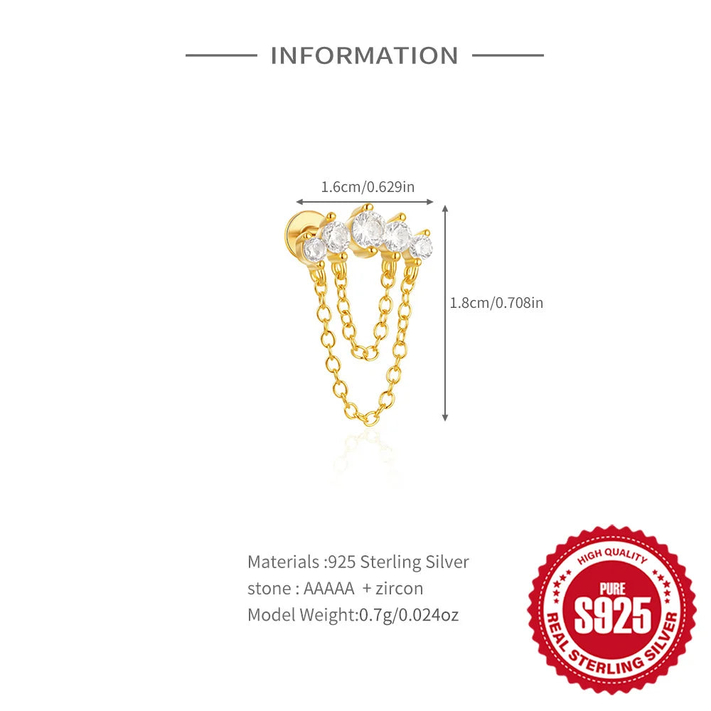 CANNER 925 Sterling Silver Horse Eye Tassel Zircon Drop Earrings – Minimalist Geometric Jewelry for Women