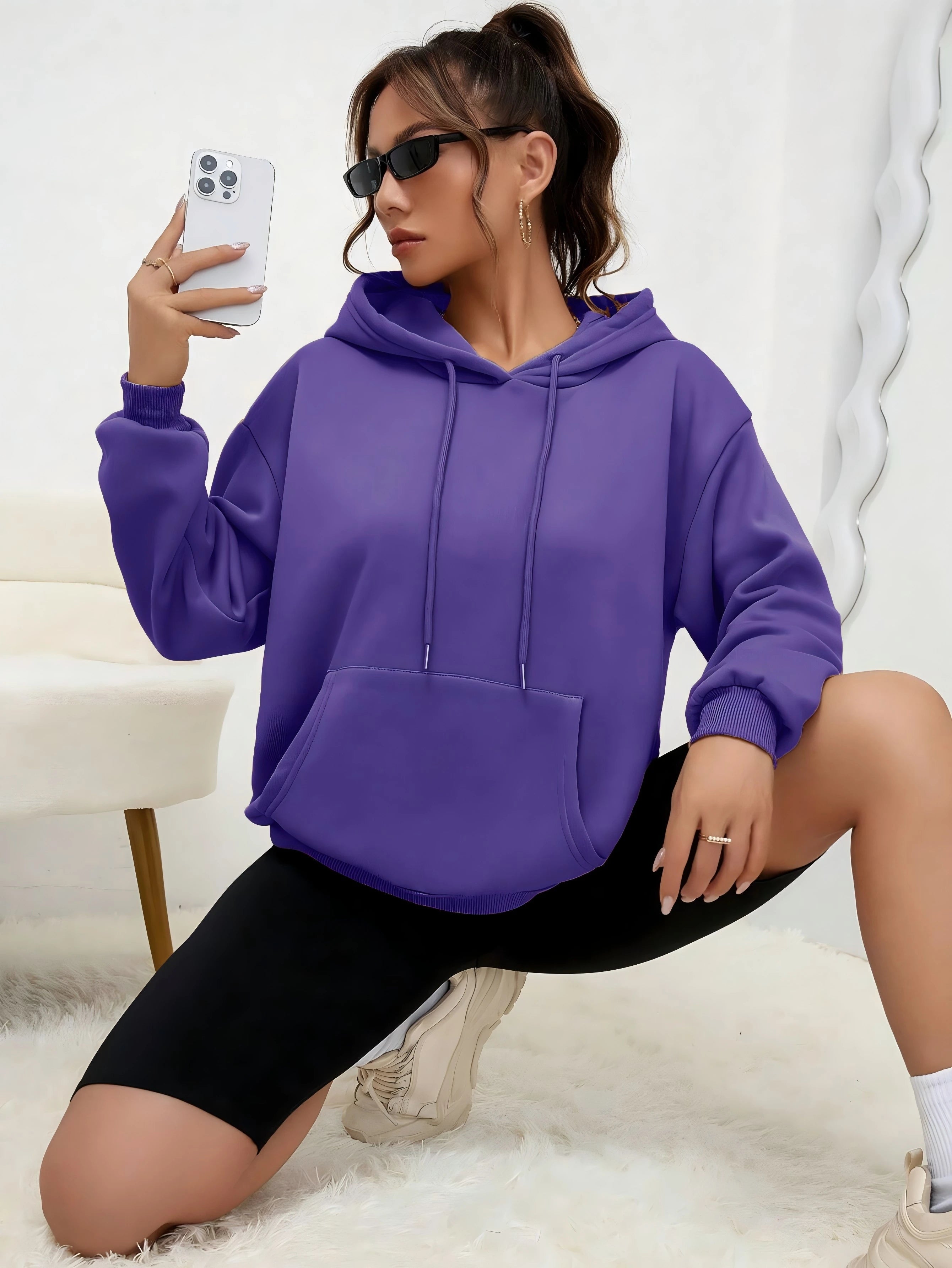 Solid Color Women’s Hoodie | Autumn Casual Fleece Pocket Hoodies | Unisex Streetwear