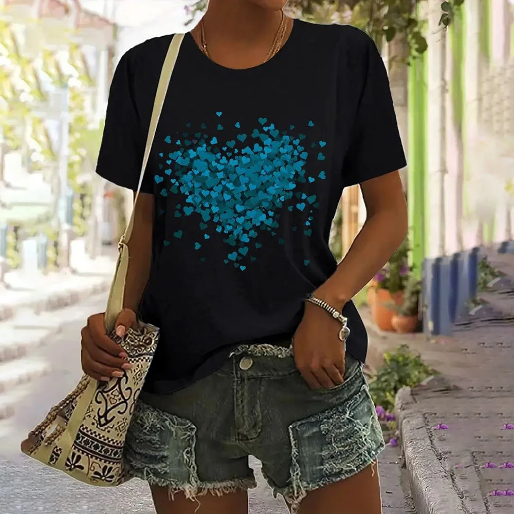 Summer Butterfly Dandelion 3D Print T-Shirt Women – Y2K Streetwear Casual O-Neck Short Sleeve Tee