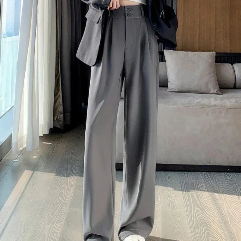 Elegant Wide Leg Pants | Women’s Korean Style High Waist Black Baggy Trousers