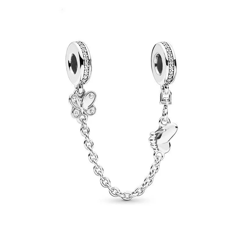 925 Sterling Silver Butterfly, Moon & Life Tree Safety Chain | Fits Original Bracelet DIY Jewelry Accessory
