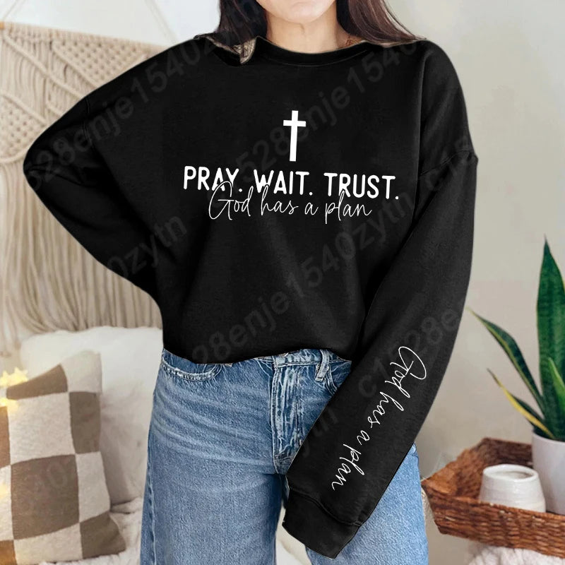 Women’s Uplifting Christian Quote Crewneck Sweatshirt | Oversized Long Sleeve Inspirational Pullover