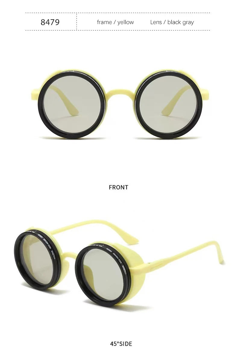 Polarized Adjustable Dimming Round Punk Sunglasses for Men – 2025 Luxury Brand Vintage Steampunk Sun Glasses | UV400 Shades