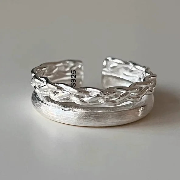 Sam Panda 925 Sterling Silver Adjustable Chain Ring | Vintage Open Finger Ring for Women & Men | Fine Jewelry Gift