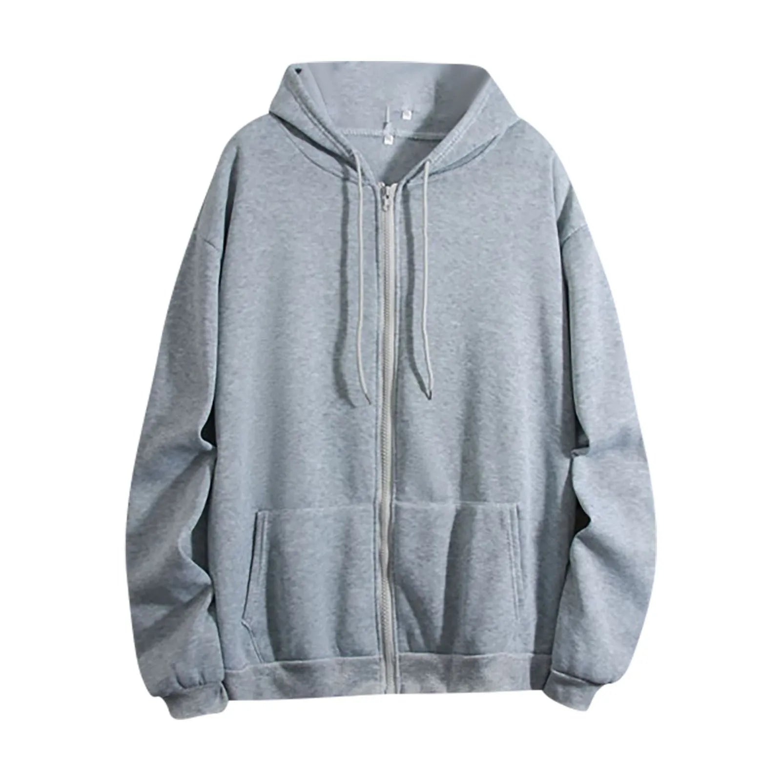 Spring Autumn Women Solid Color Hooded Sweatshirt Coat | Zipper Pocket Hoodie Jacket | Casual Outerwear Femme