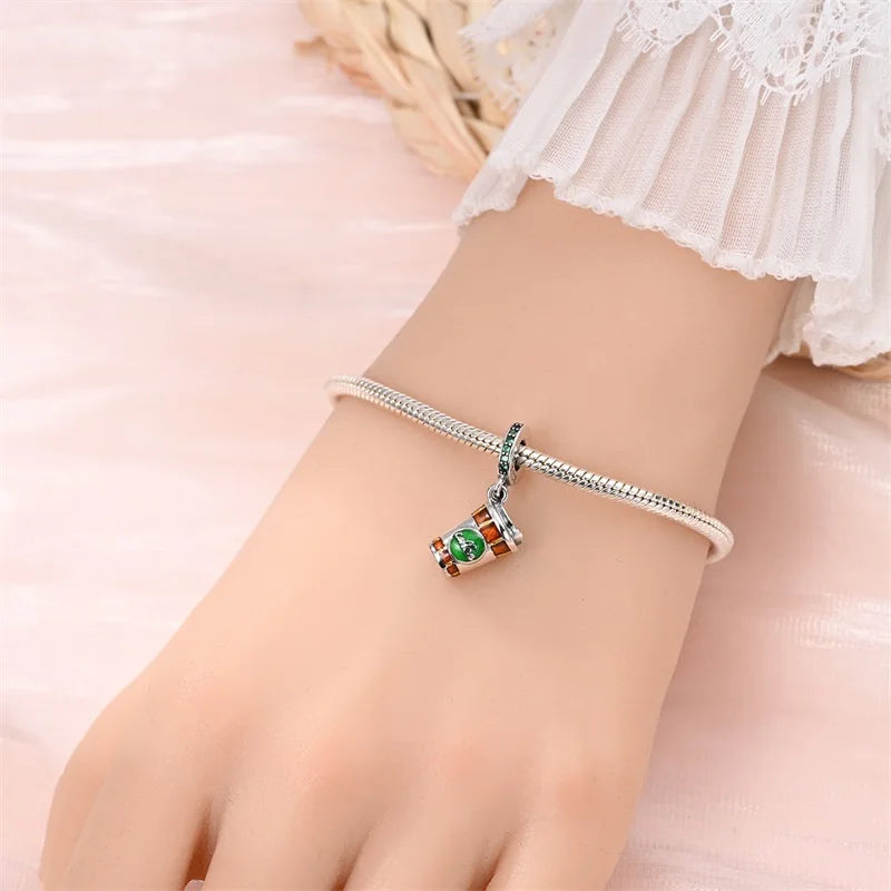 925 Sterling Silver Dessert Afternoon Tea Charm – Coffee, Cake, Pizza & Fries Beads Fit Original Pandora Bracelet DIY Jewelry