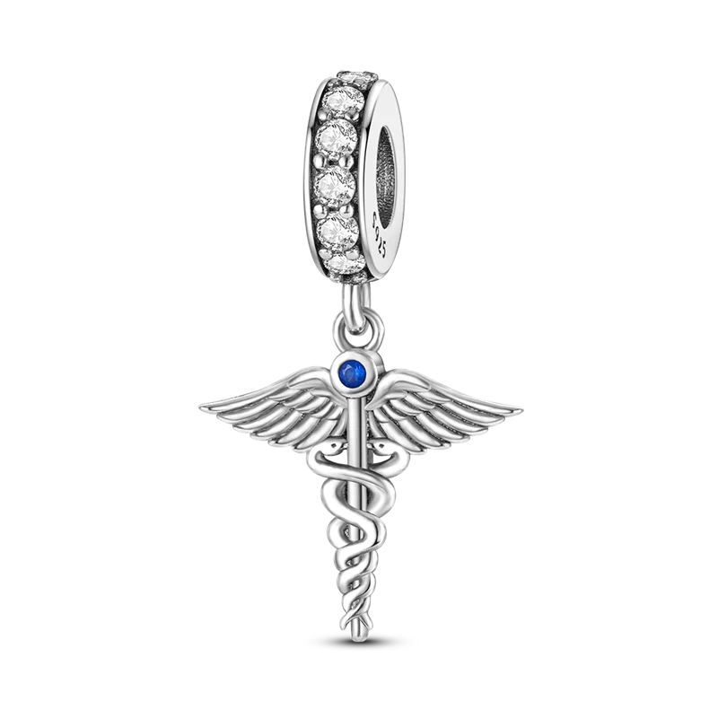 S925 Silver Angel Baby Charms | Heart Shape Wings Dangle Beads Fit Bracelet & Necklace