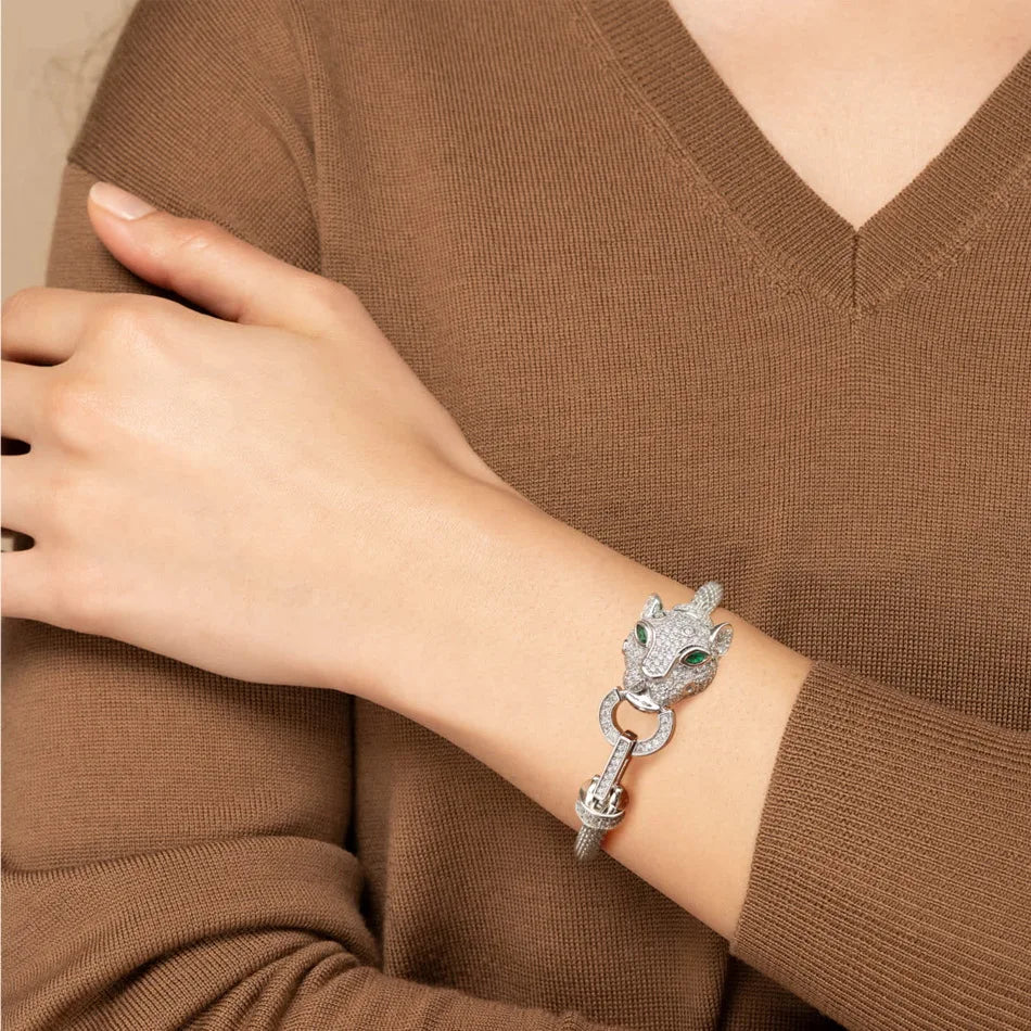 ALLNOEL 925 Sterling Silver Animal Hip Hop Bracelet | Women’s Shining Cubic Zirconia Fashion Jewelry Gift