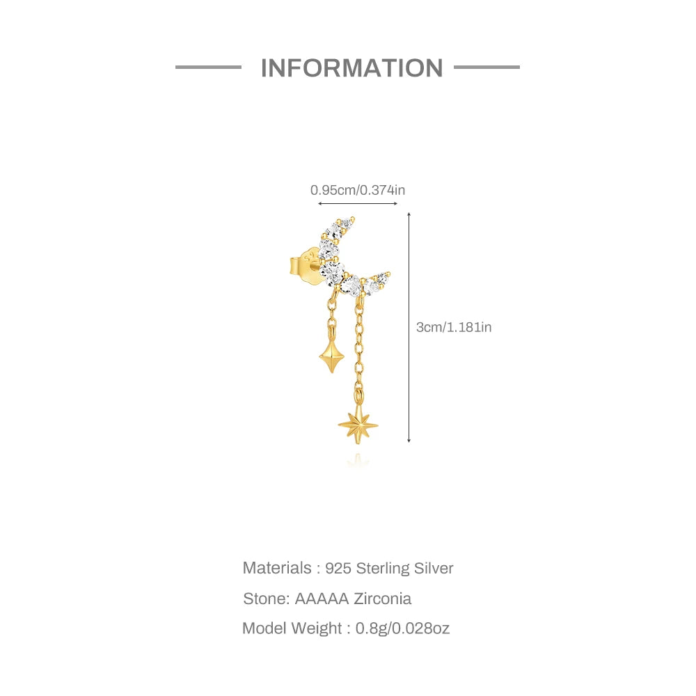 CANNER 925 Sterling Silver Horse Eye Tassel Zircon Drop Earrings – Minimalist Geometric Jewelry for Women