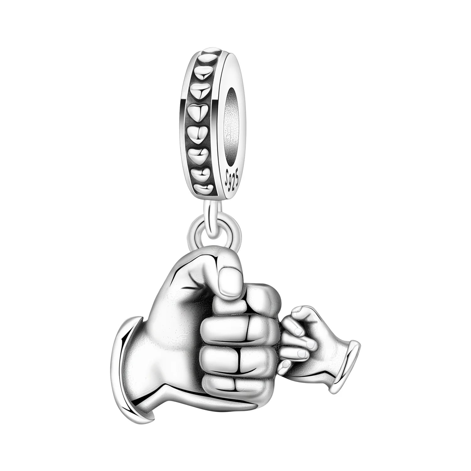 925 Sterling Silver Mother Daughter Love Embrace Pendant Charm | Heart Shaped Bracelet Bead DIY Fine Jewelry Gift