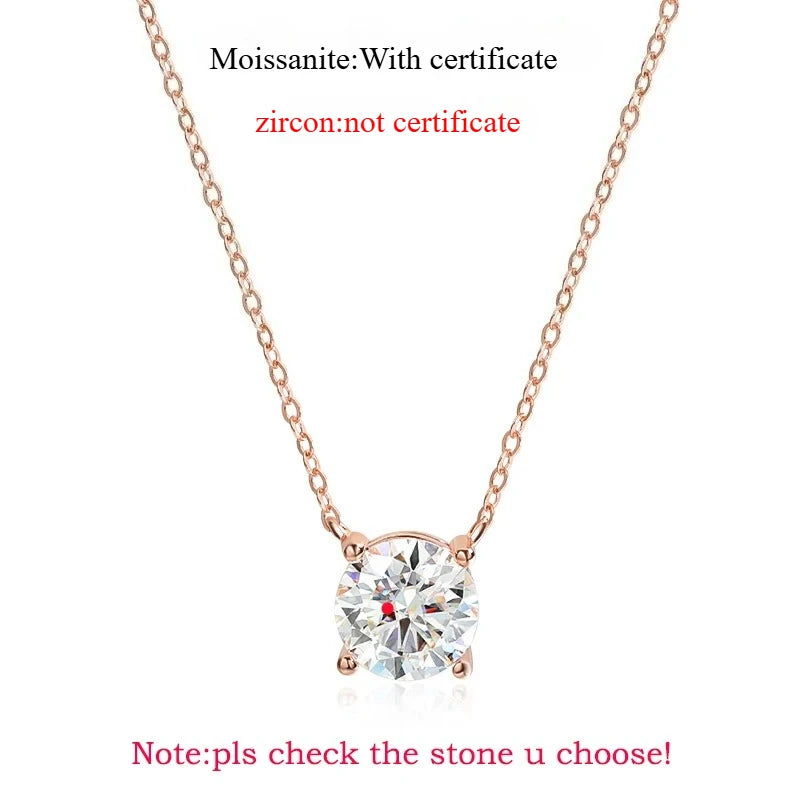 Smyoue 1-5CT Rose Gold Moissanite Pendant Necklace for Women – D Color Sparkling Lab Diamond 925 Sterling Silver
