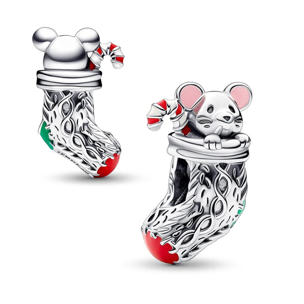 Sparkling Christmas Butterfly Bell Moon Charms | 925 Silver Beads Fit Original Pan Bracelet | DIY Women Jewelry New Year Gift