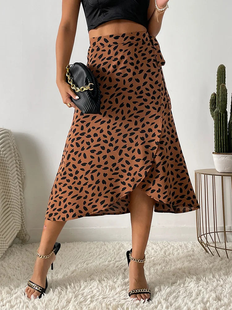 Benuynffy Boho Women’s High Waist Tie Side Wrap Skirt – Summer Asymmetrical Knee-Length A-Line Skirt