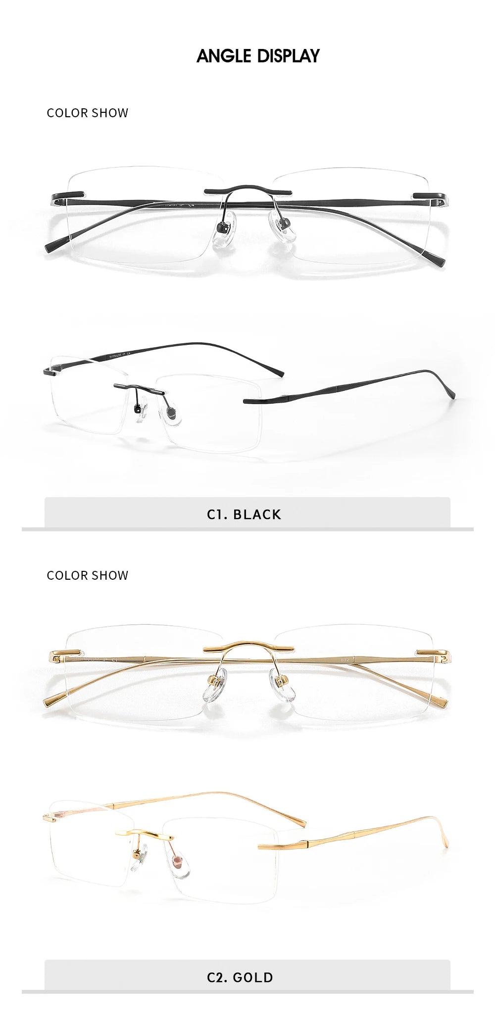 O-Q CLUB Ultra-Light Titanium Rimless Reading Glasses – Men’s Fashion Prescription Eyewear