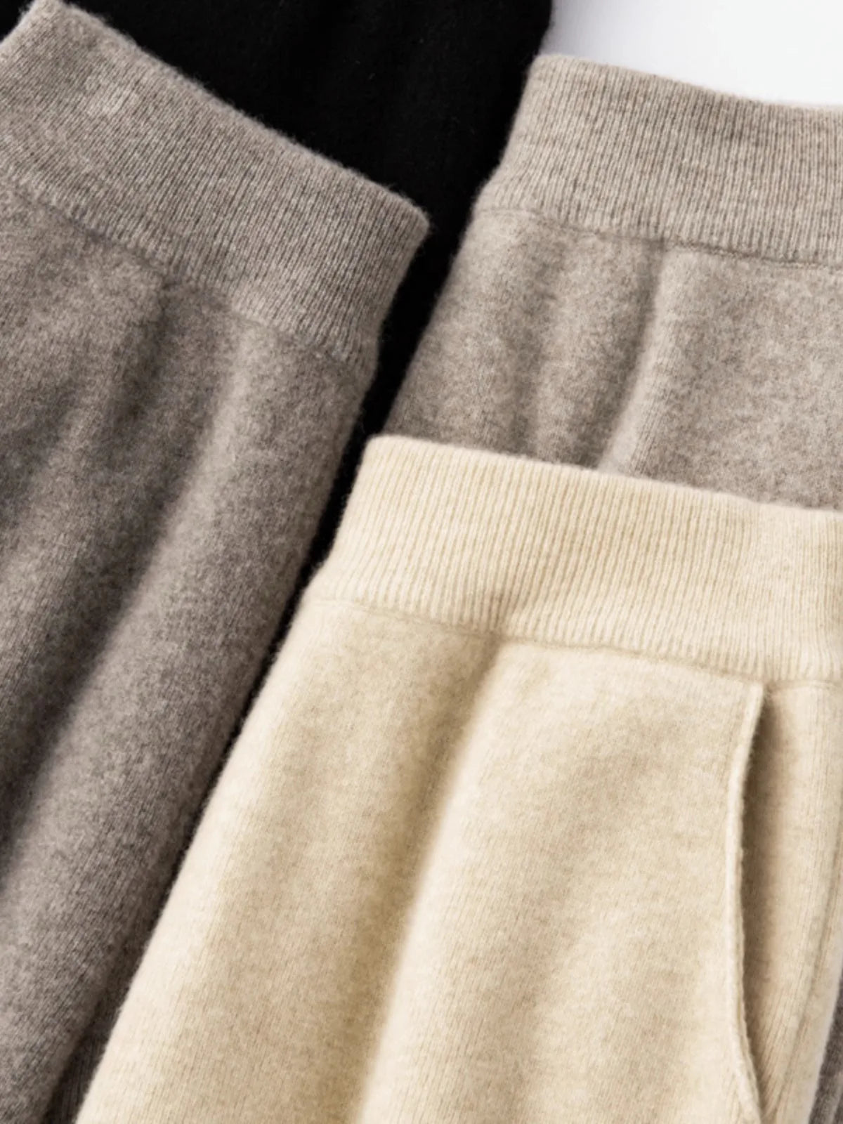Elegant Women’s High Waist Wide-Leg Pants – Baggy Straight Knitted Trousers with Pockets