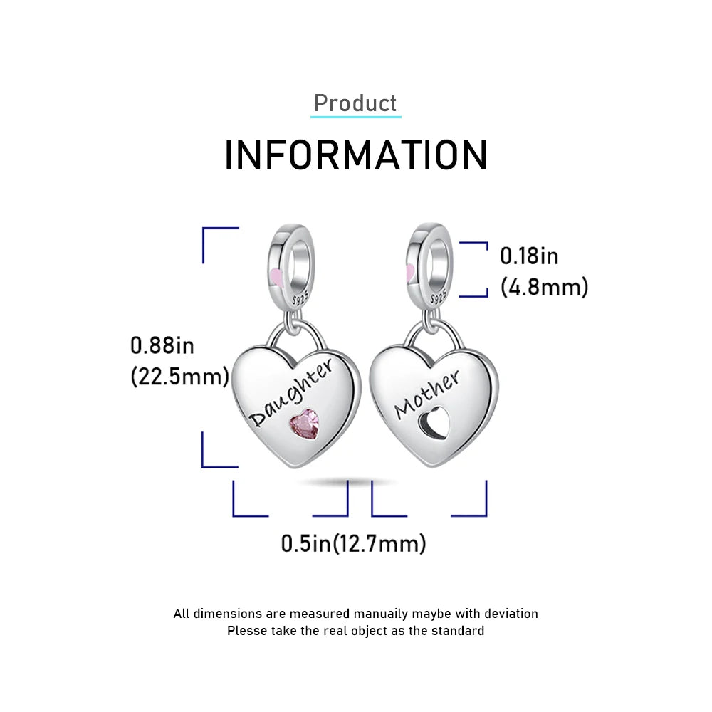 2025 Hot Sale 925 Sterling Silver Mother Daughter Dangle Charm Bead Fit Pandora Bracelet