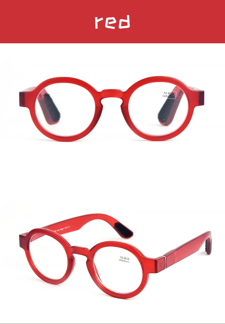 Guanhao Brand Men Reading Glasses – Vintage Round Frame Clear Eyewear | Thick Large Frame Presbyopia Glasses for Women & Elderly